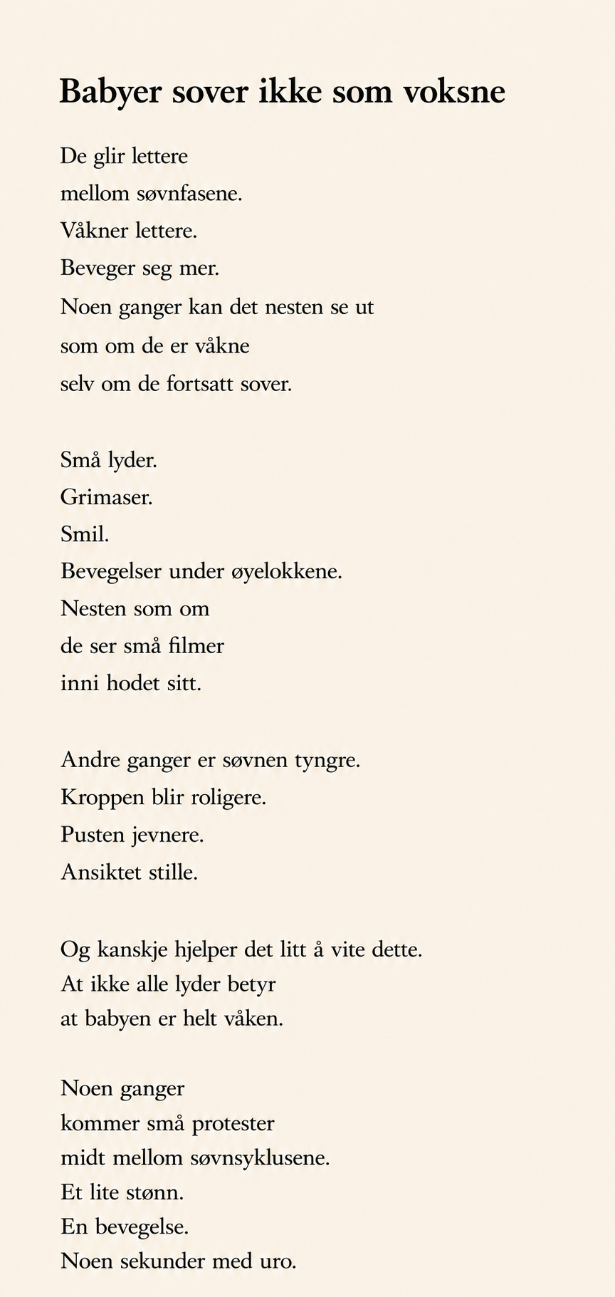 Babyer sover ikke som voksne — side 1