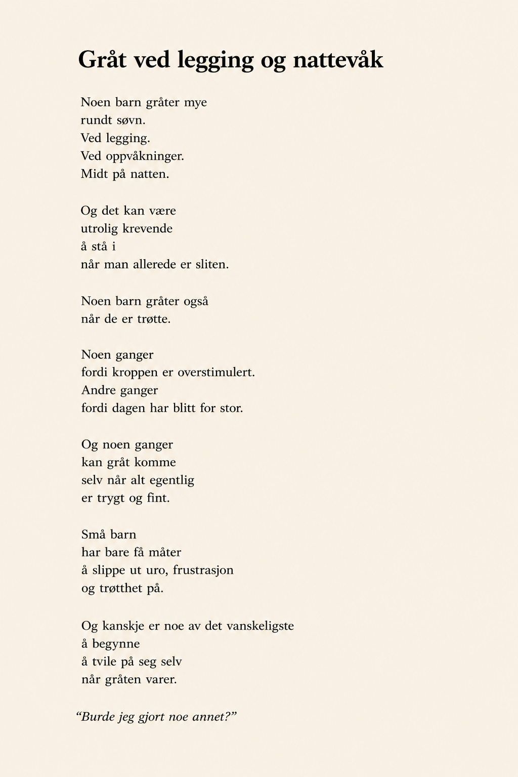 Gråt ved legging og nattevåk — side 1