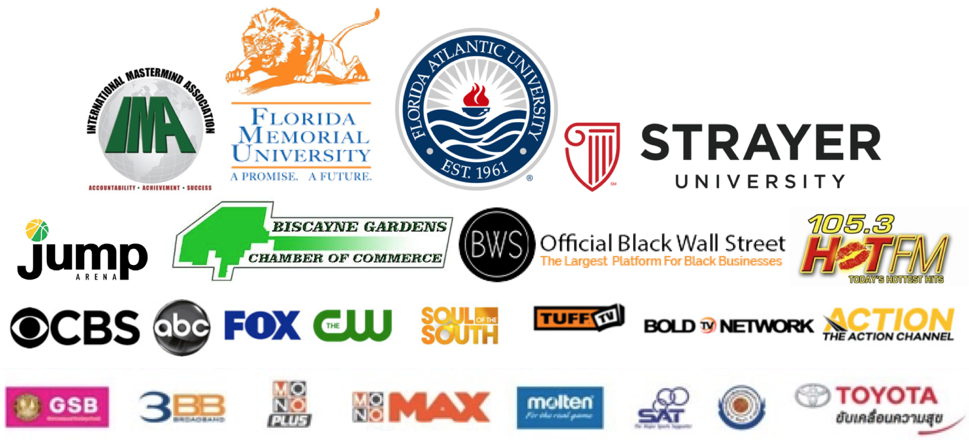 Logo collage of media outlets and organizations Michael Baptiste has been featured on or worked with