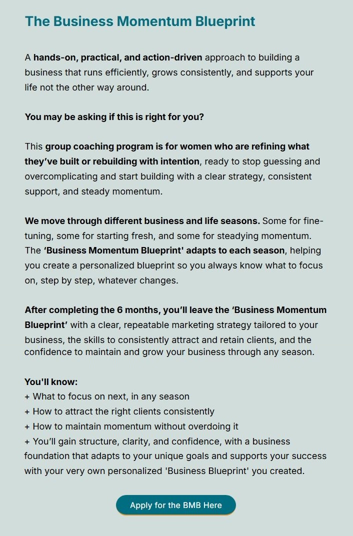 Business Momentum Blueprint For Women in Business 1-5 years