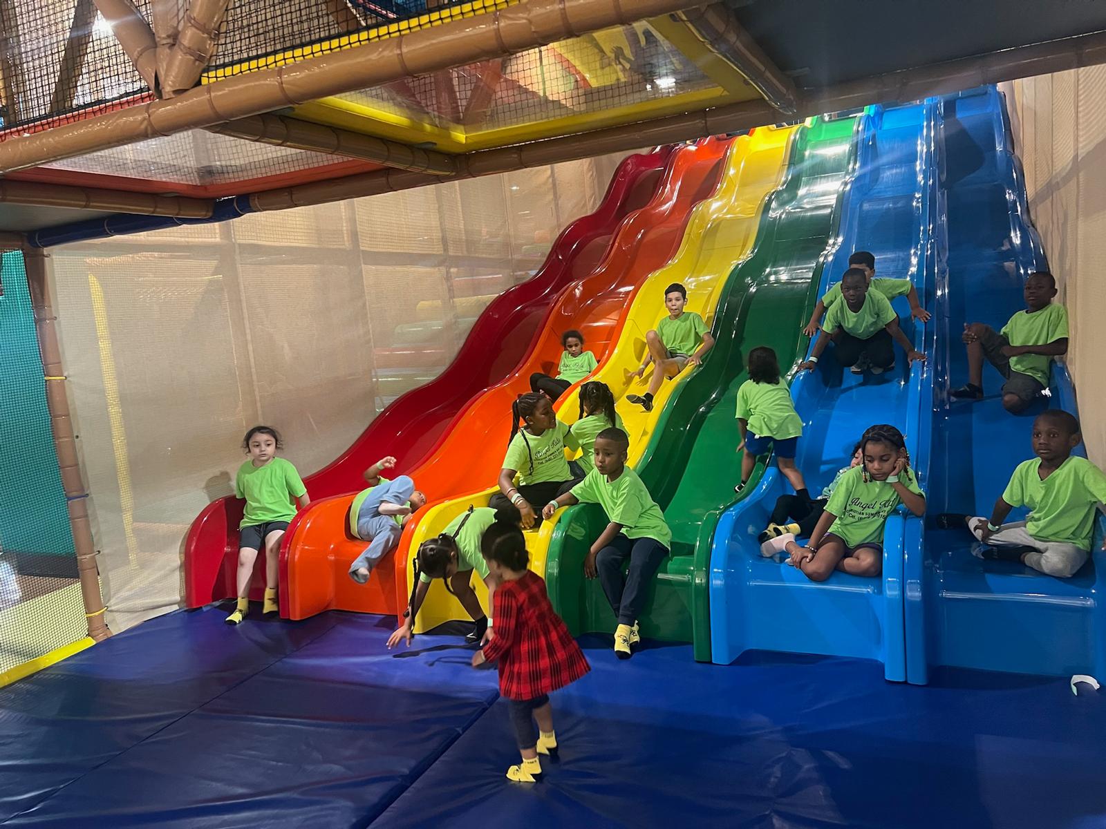 Kids playing on slider