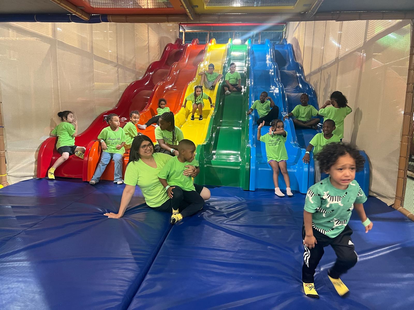 Kids playing on slider
