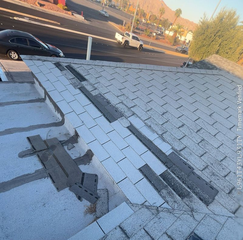 Missing shingles on a Las Vegas roof
