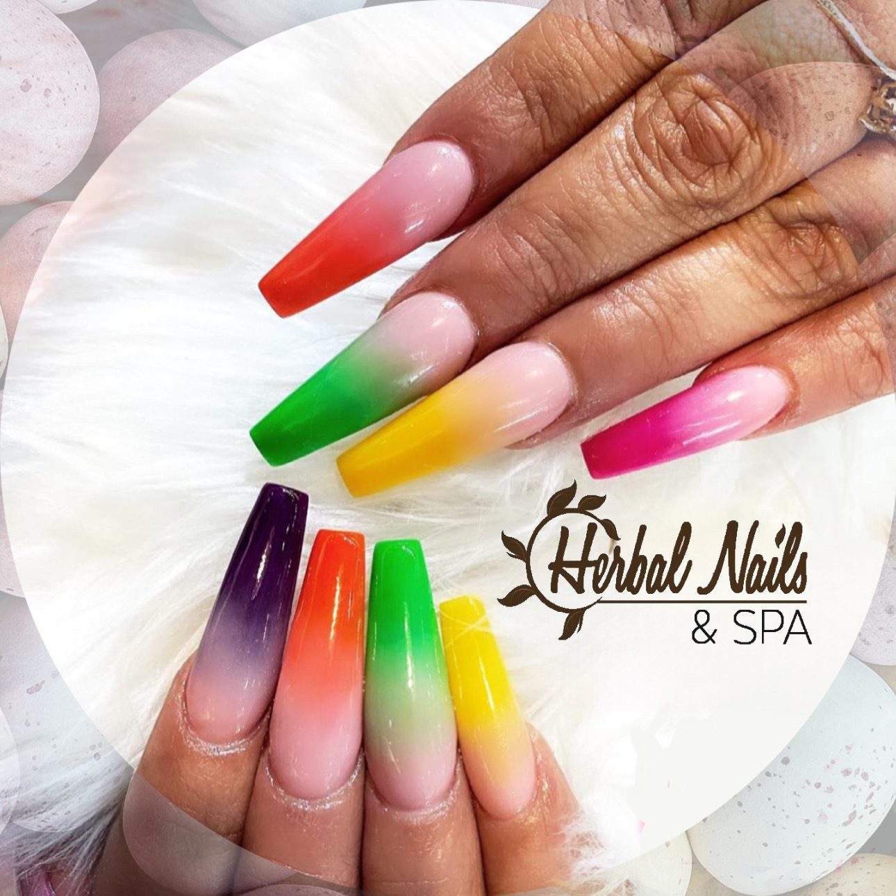 Custom nail art design at Herbal Nails Brea