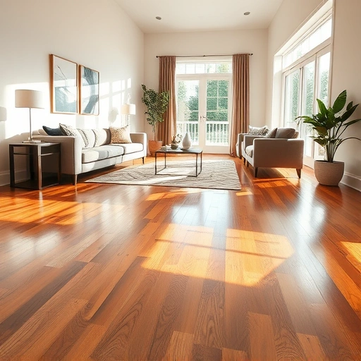 Perfectly completed flooring installation in Roseville CA, featuring polished hardwood floors and elegant furniture.