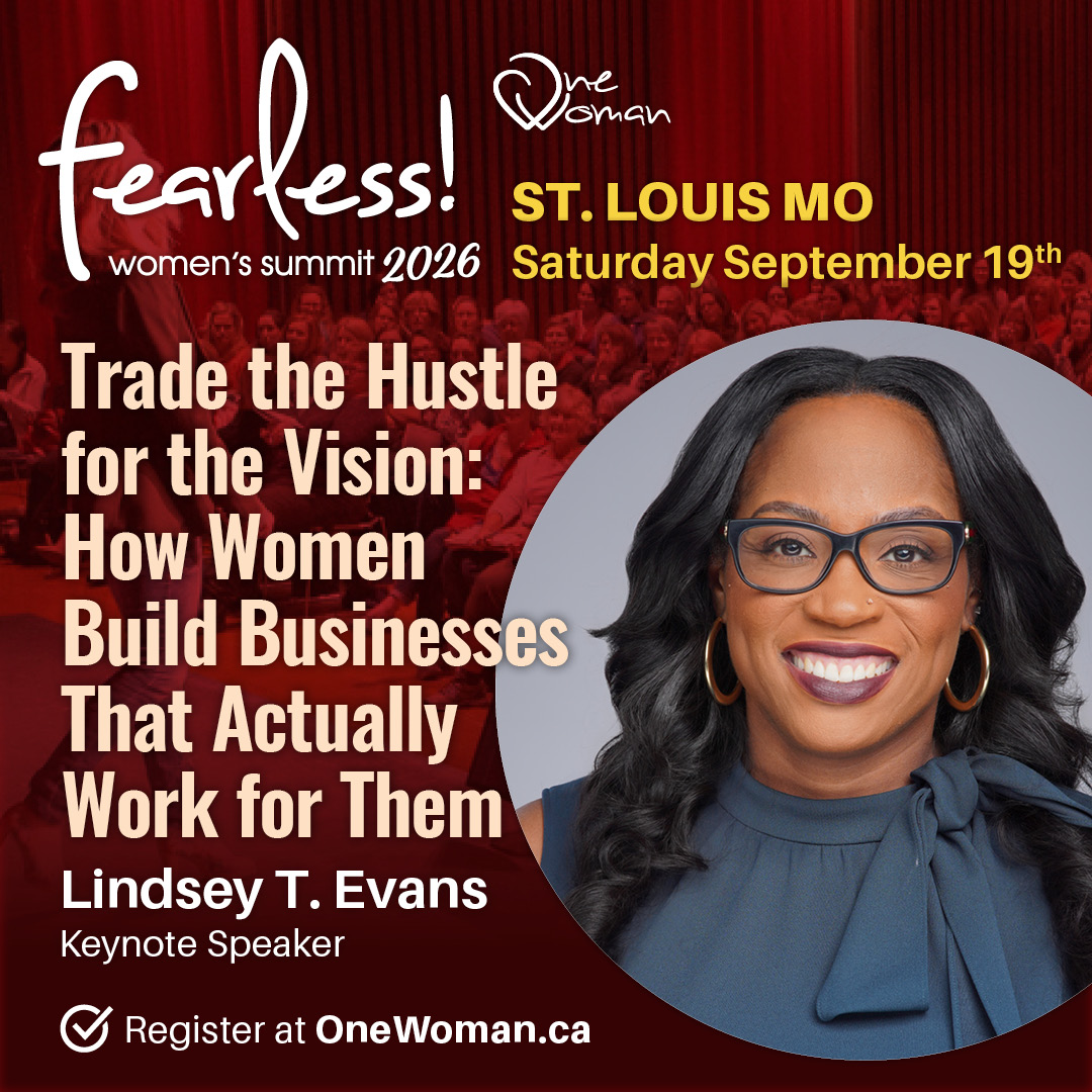 One Woman Fearless Women's Summit speaker ad featuring Lindsey T. Evans