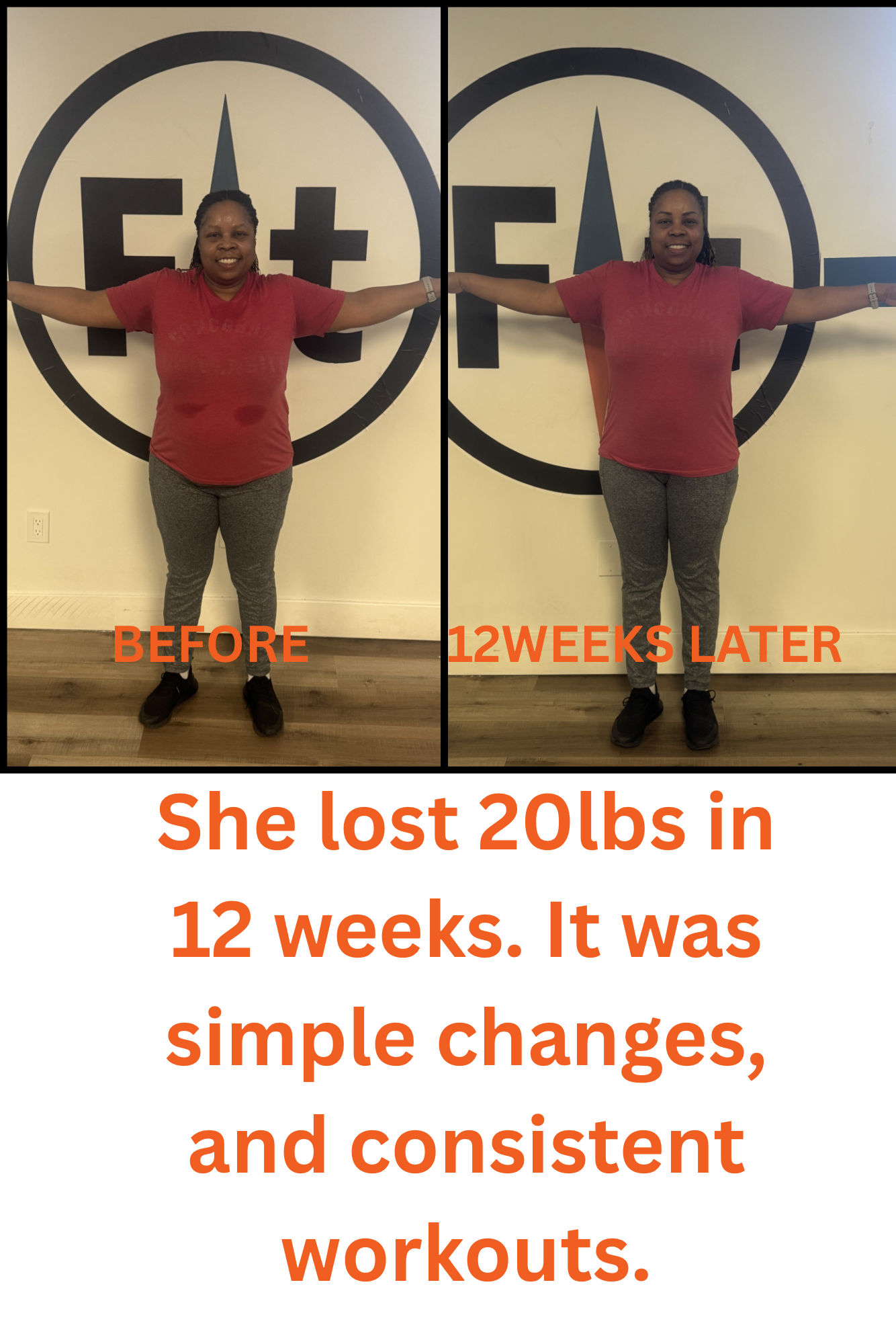 Personal training client transformation results after 12 weeks, My Fitness Guide Lansing MI