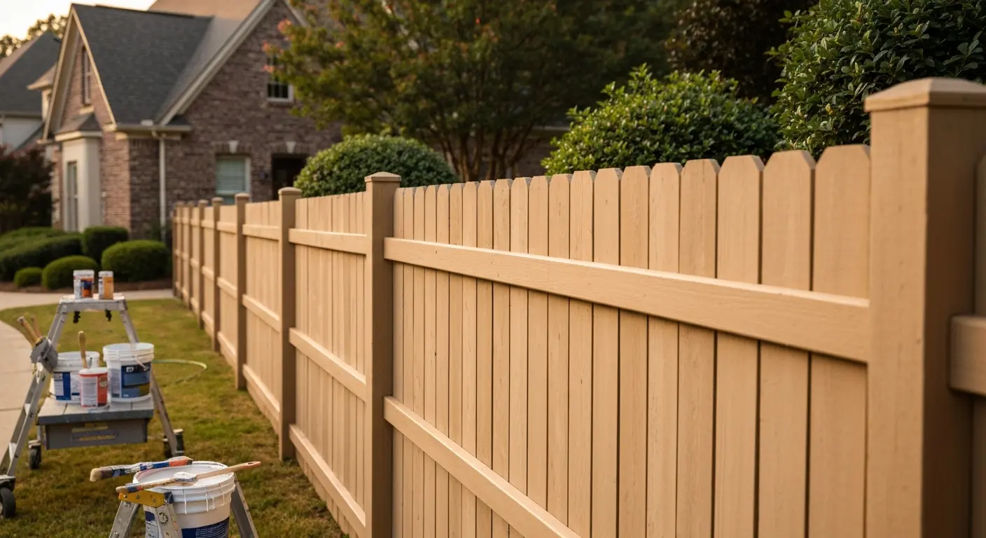 Wood fence painting in Canton