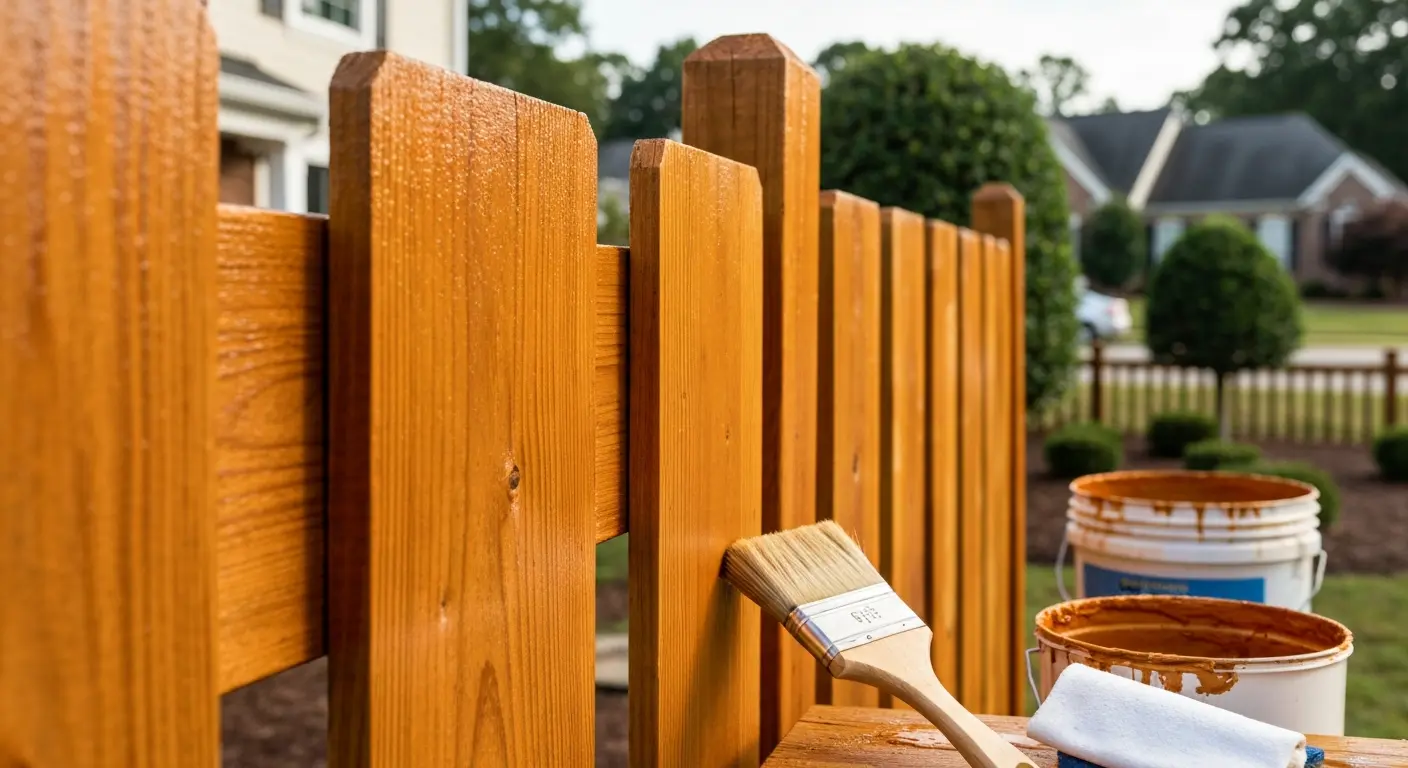 Cedar fence stain application