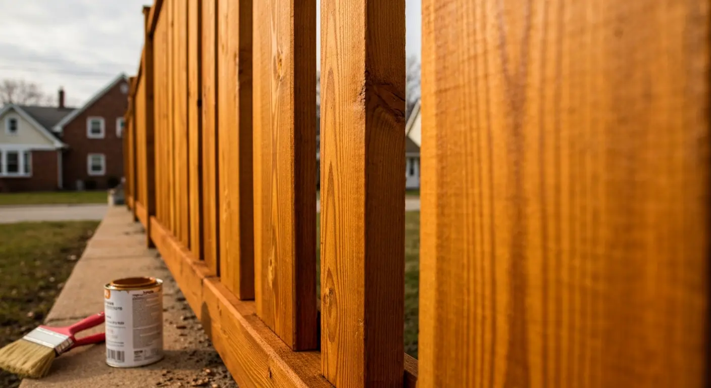 Stained wood fence