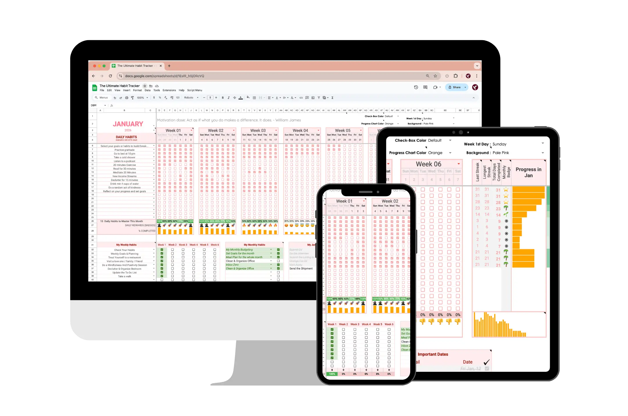 Viral Habit Tracker Kit preview shown across devices
