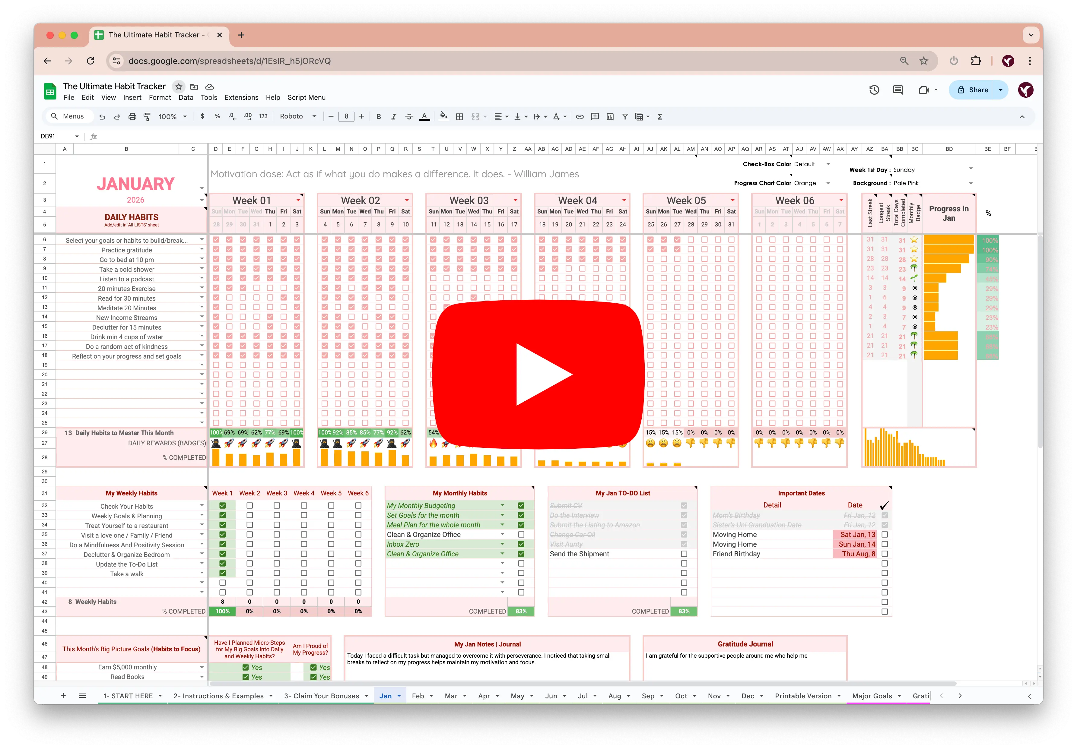 Quick-start video guide preview