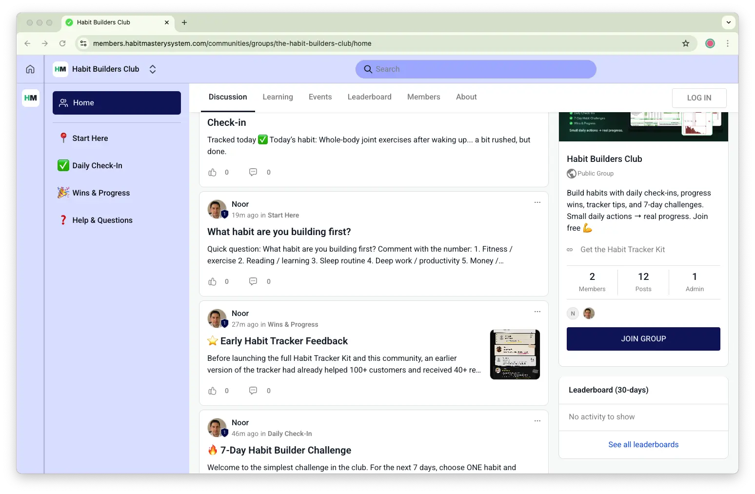Habit Builders Club community access bonus