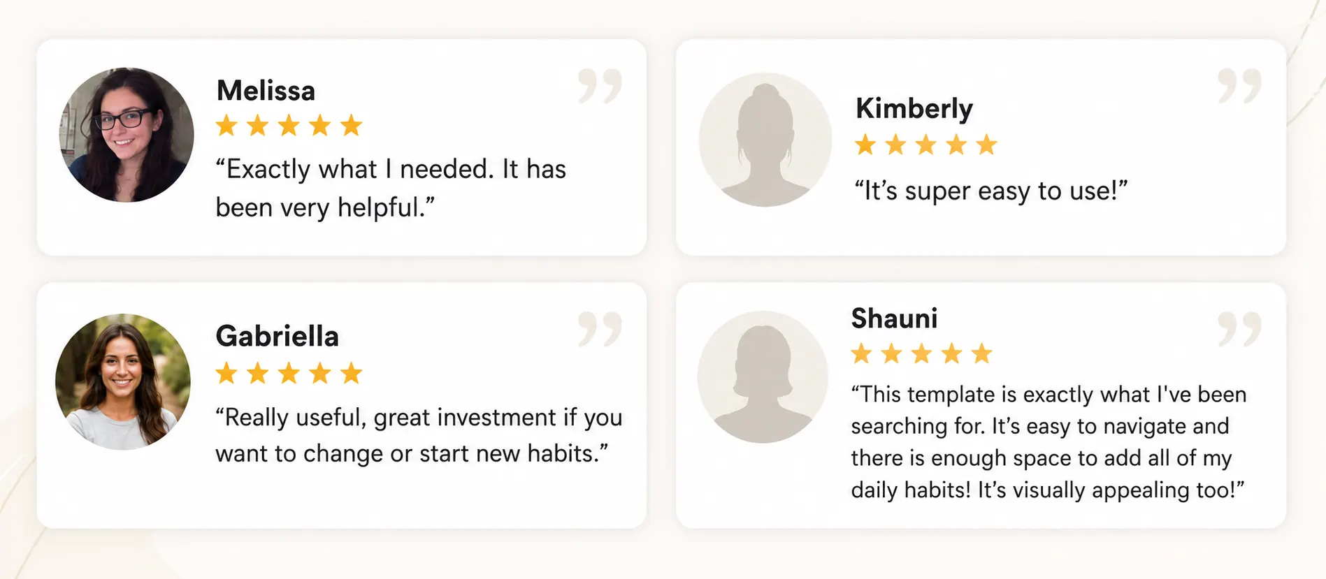 Real customer reviews for the habit tracker