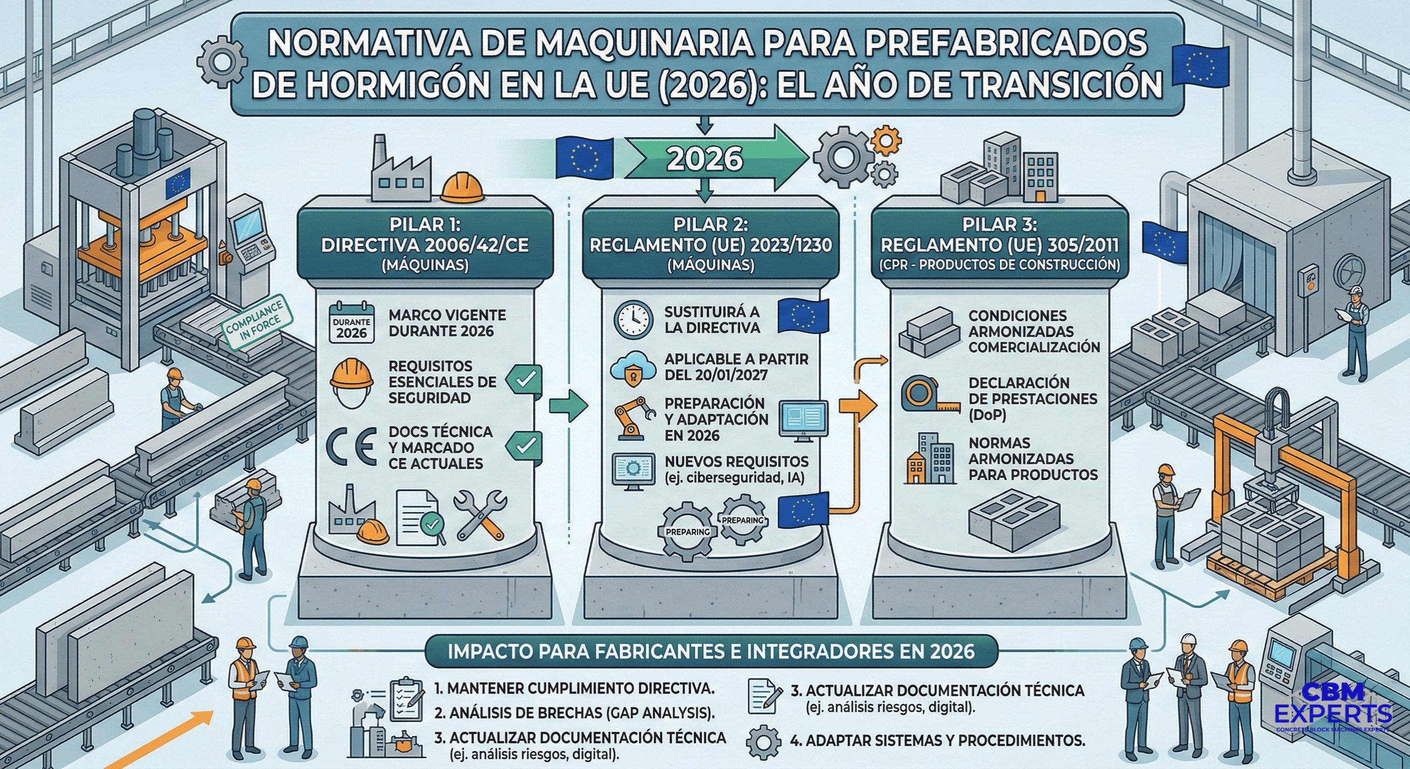 Normativas y certificaciones para maquinaria para prefabricados de hormigón