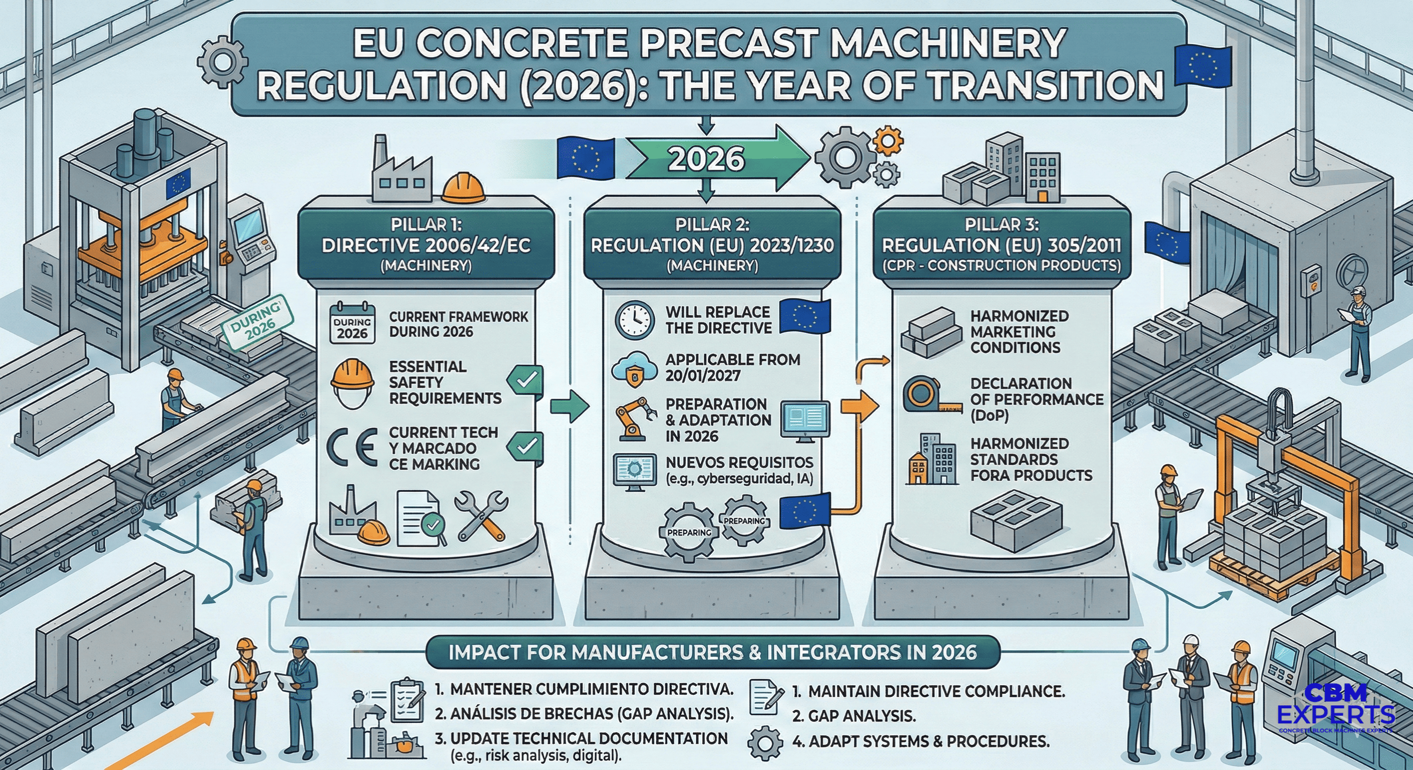 Regulations and certifications for machinery for precast concrete