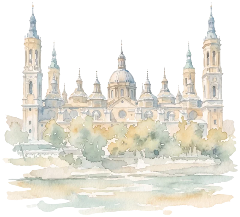 Acuarela de la Basílica de Nuestra Señora del Pilar