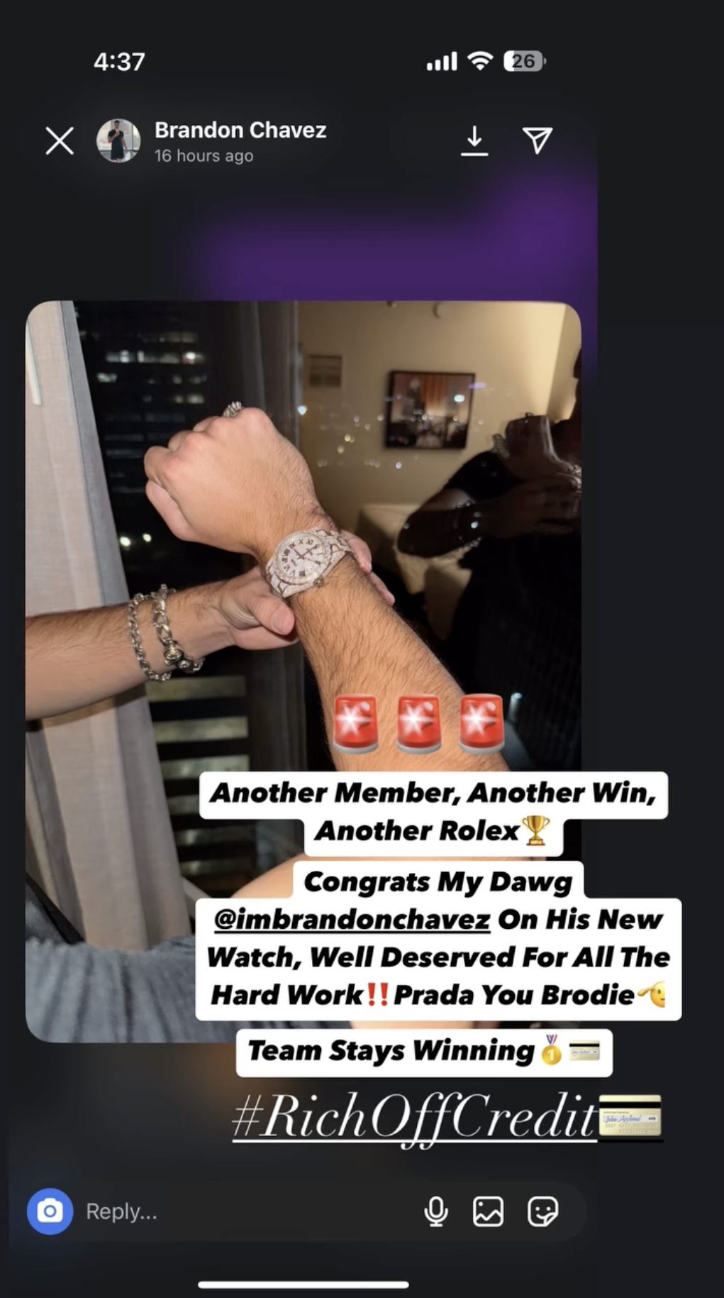 Brandon Chavez — bought a Rolex from the mentorship