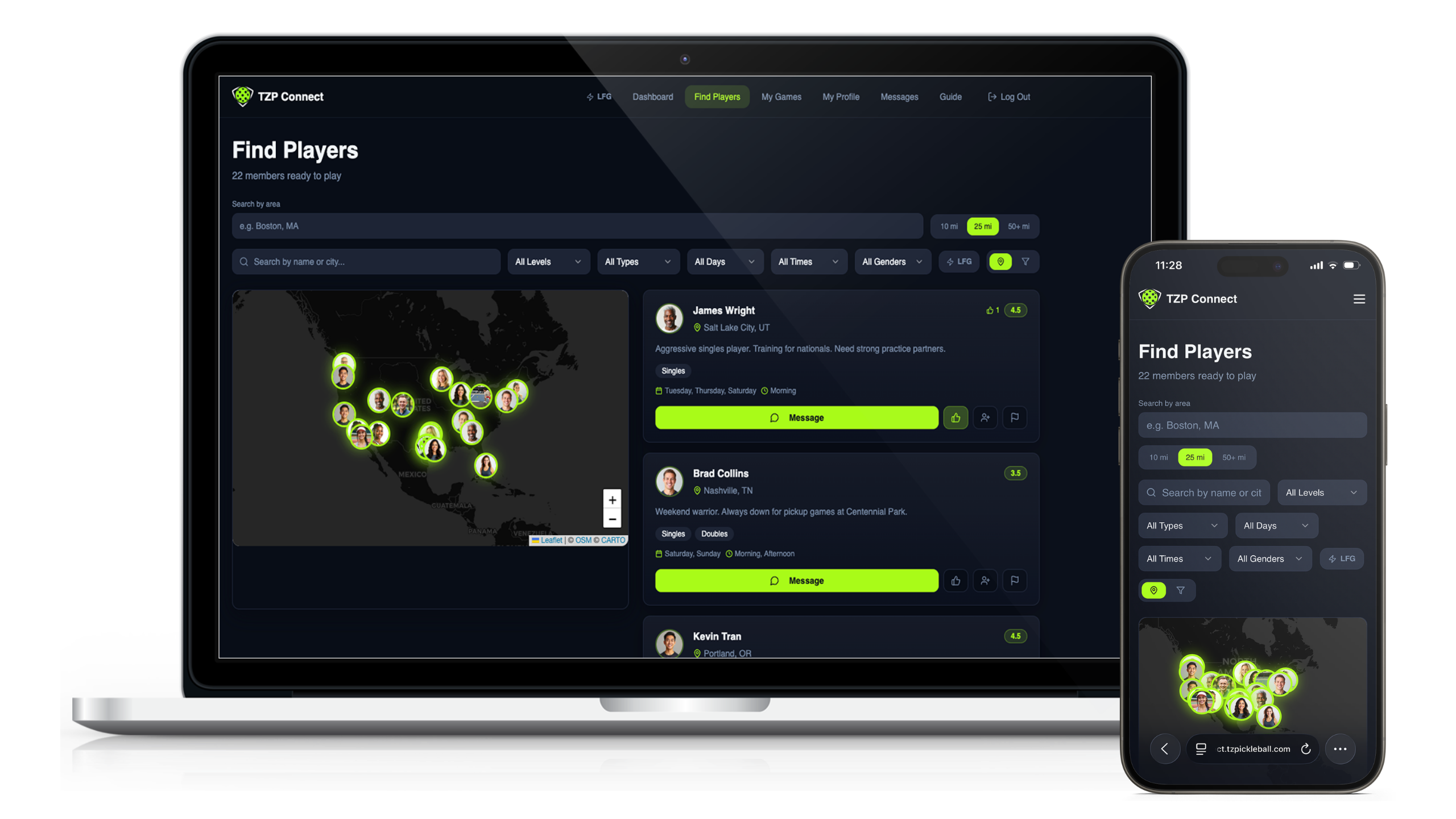 TZP Connect player discovery map