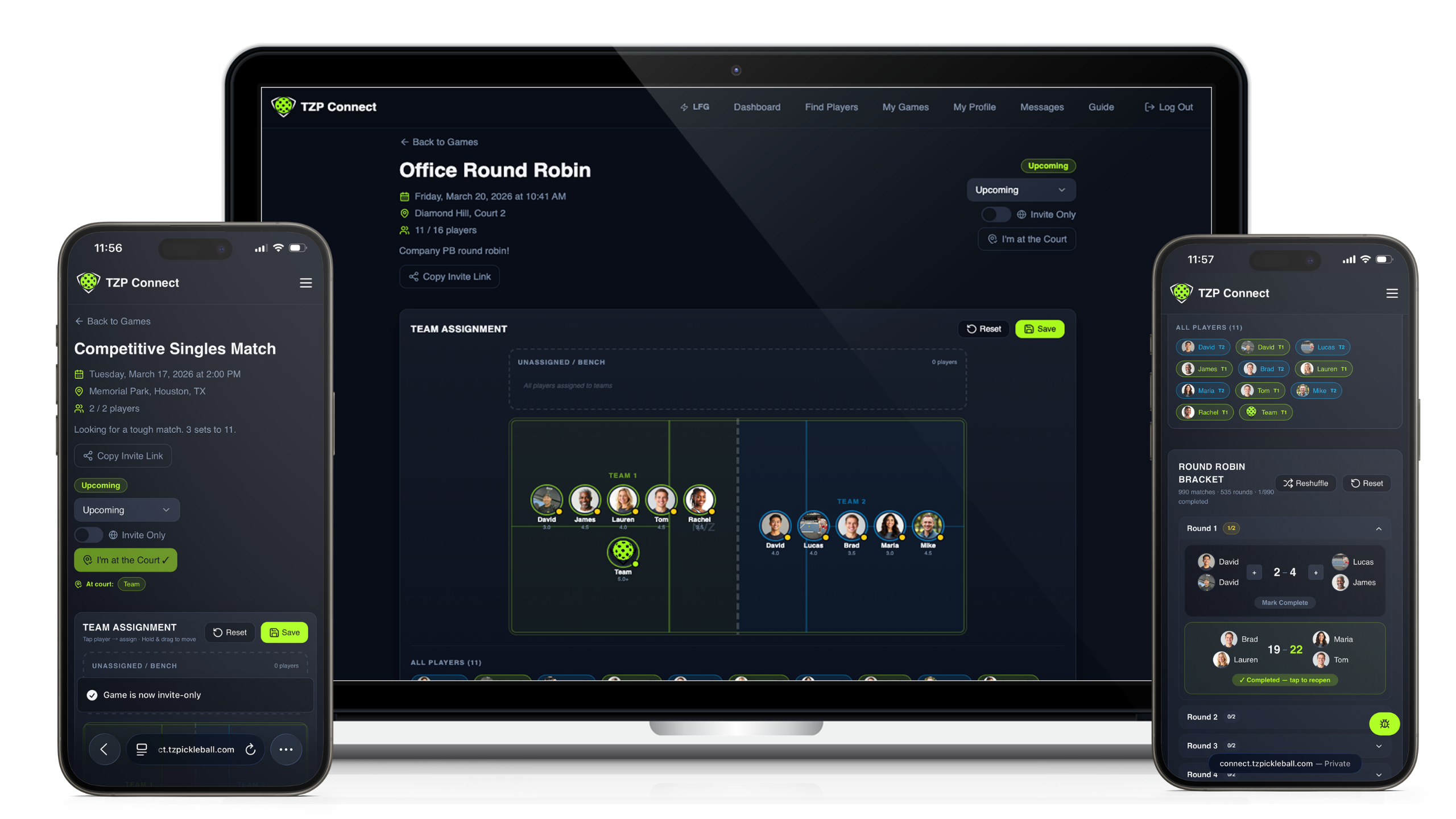 TZP Connect game management and scoring
