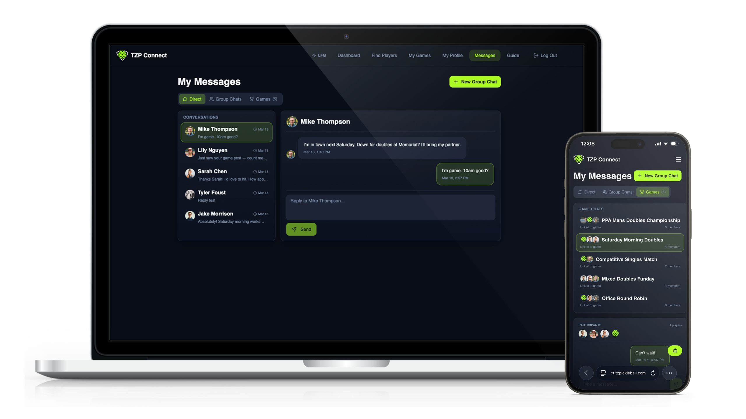 TZP Connect social and messaging features