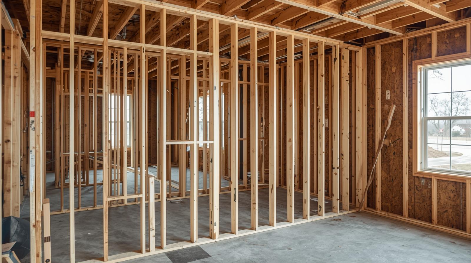 Wall framing done by The Rock Construction in Illinois