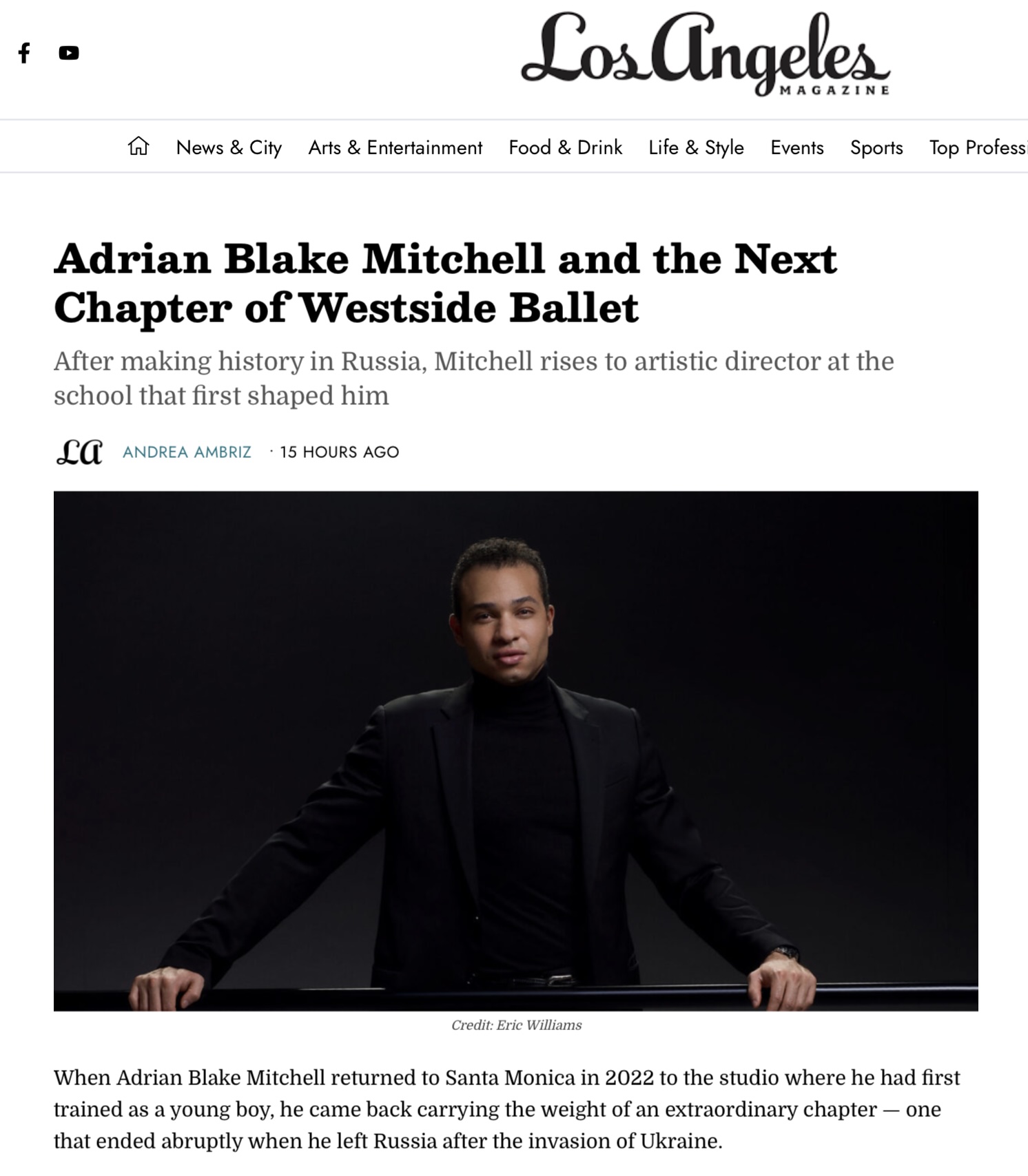 Adrian Blake Mitchell in Los Angeles Magazine