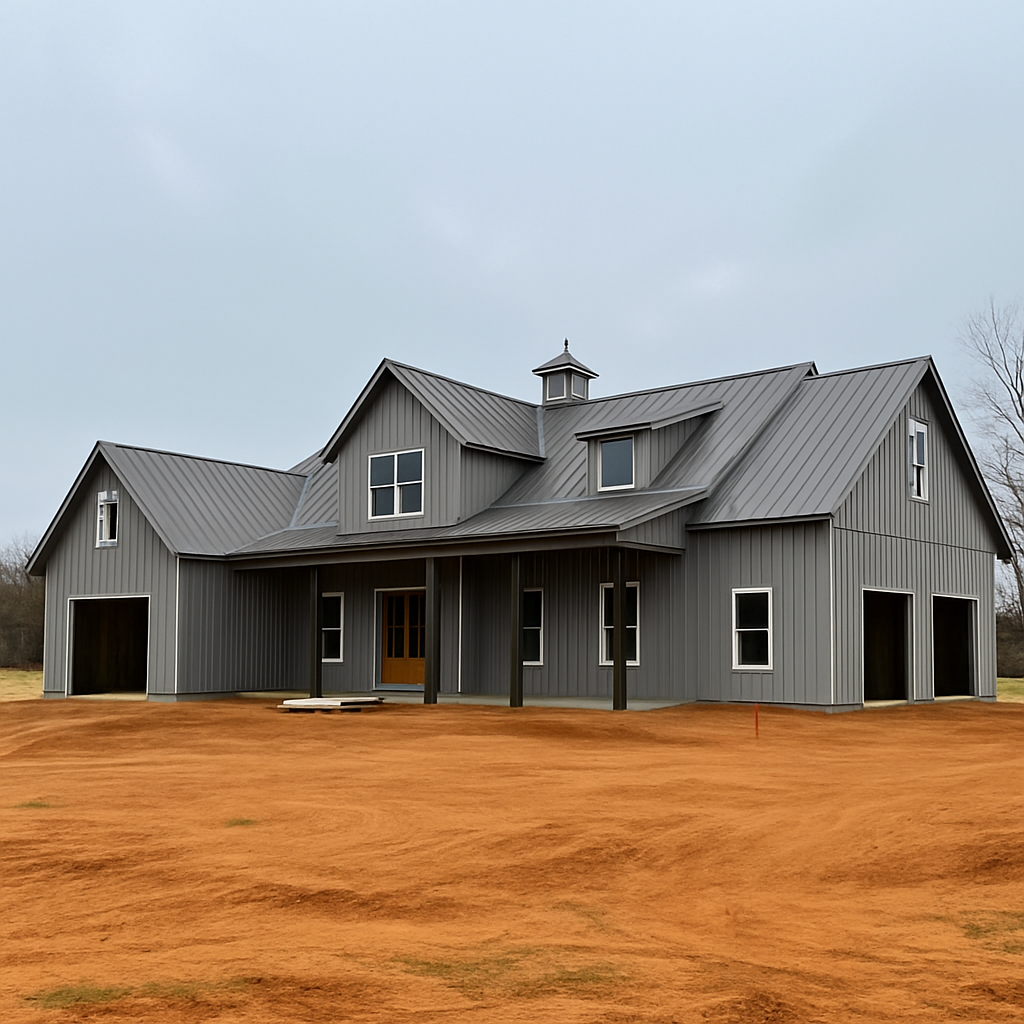 Barndominium construction in rural Kentucky.