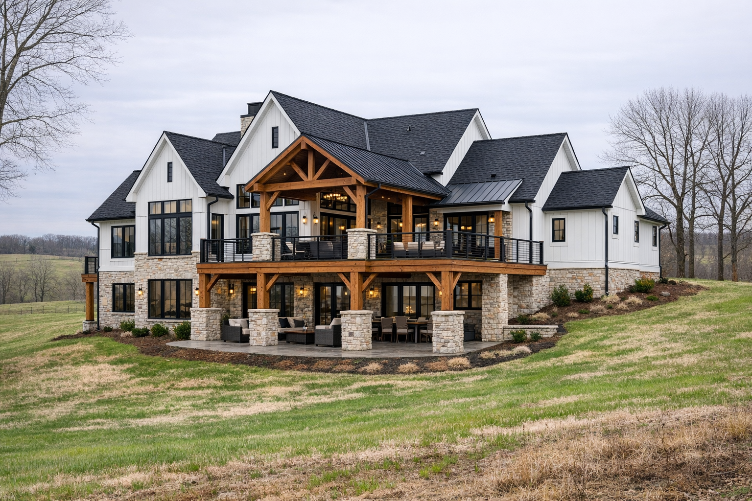 Custom farmhouse with walkout basement in Kentucky