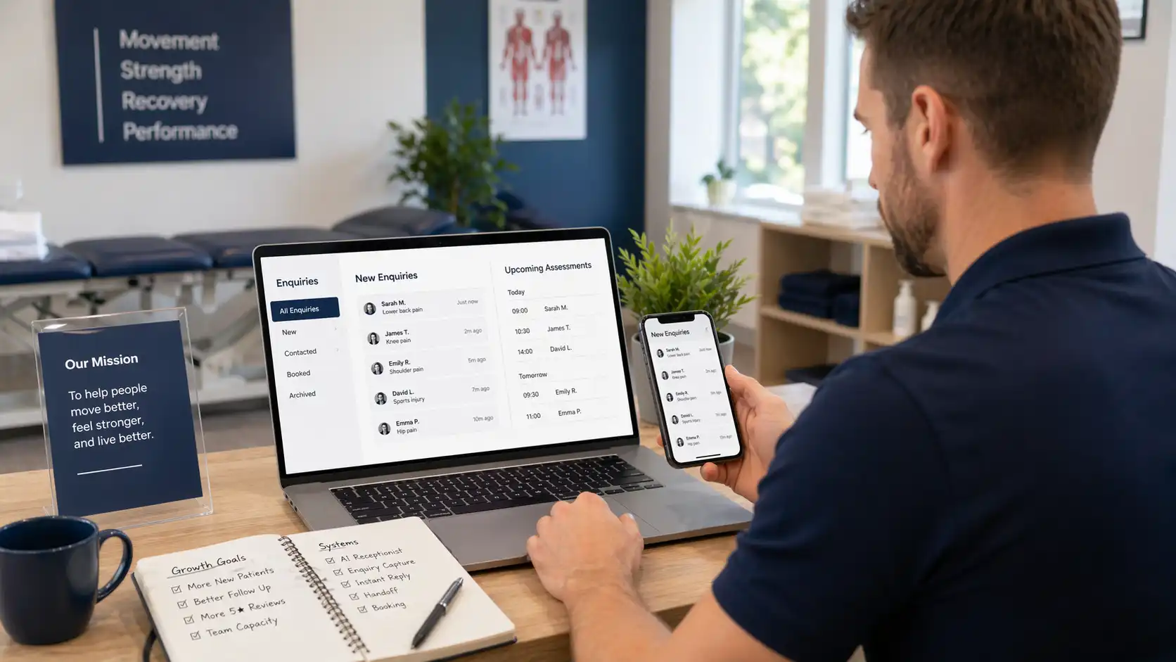 Private physiotherapy clinic in the UK using AI enquiry management to improve follow-up