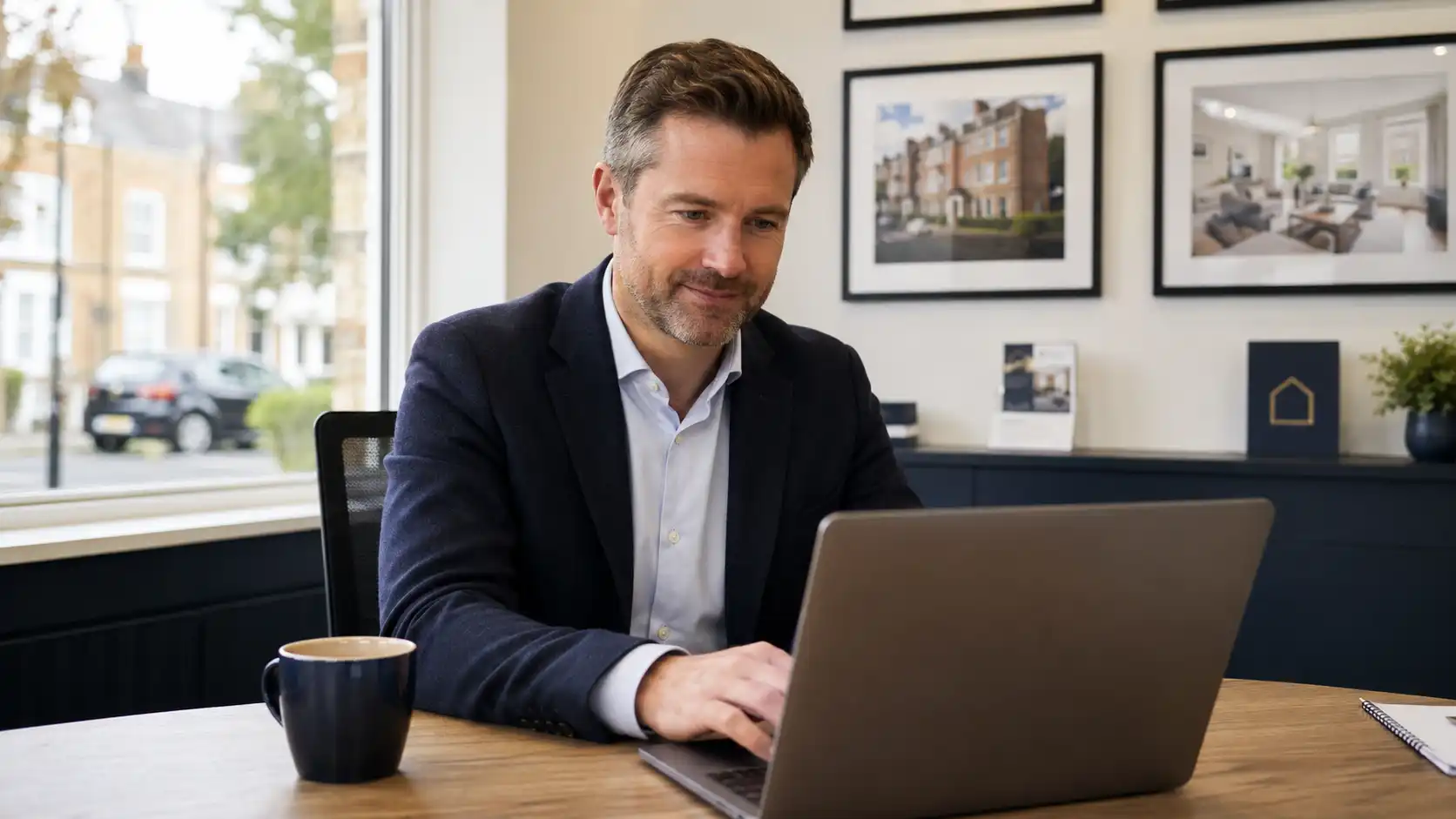 Letting agent reviewing automated tenant enquiry results on laptop — AI automation for lettings UK