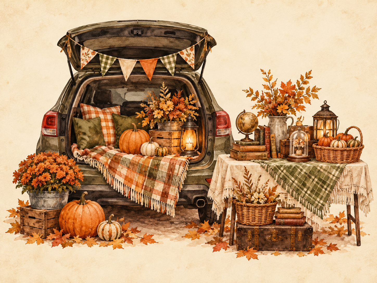Decorative illustration for the October 27 Trunk or Treat event at Texas Roadhouse