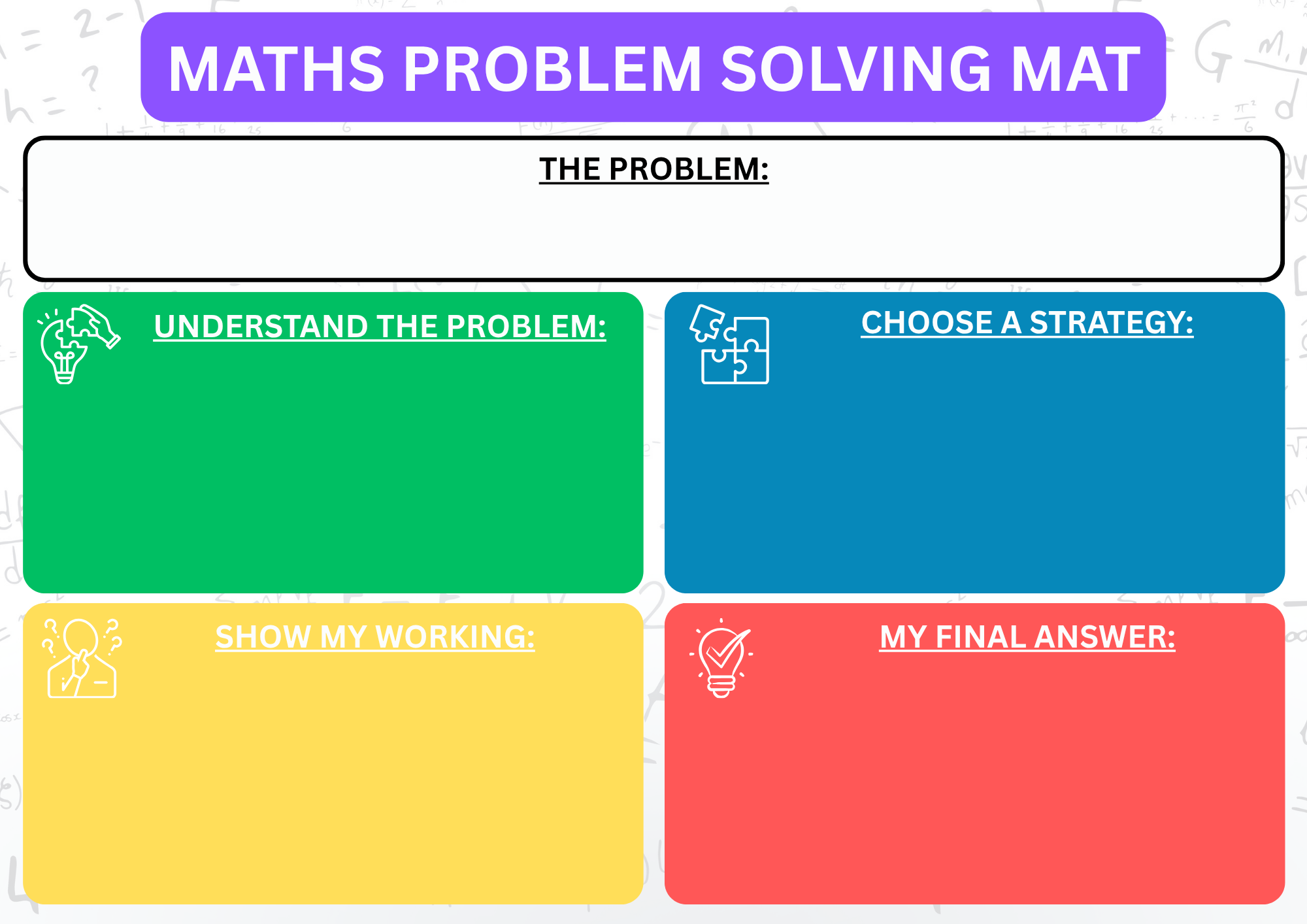 Maths Problem Solving Mat Template