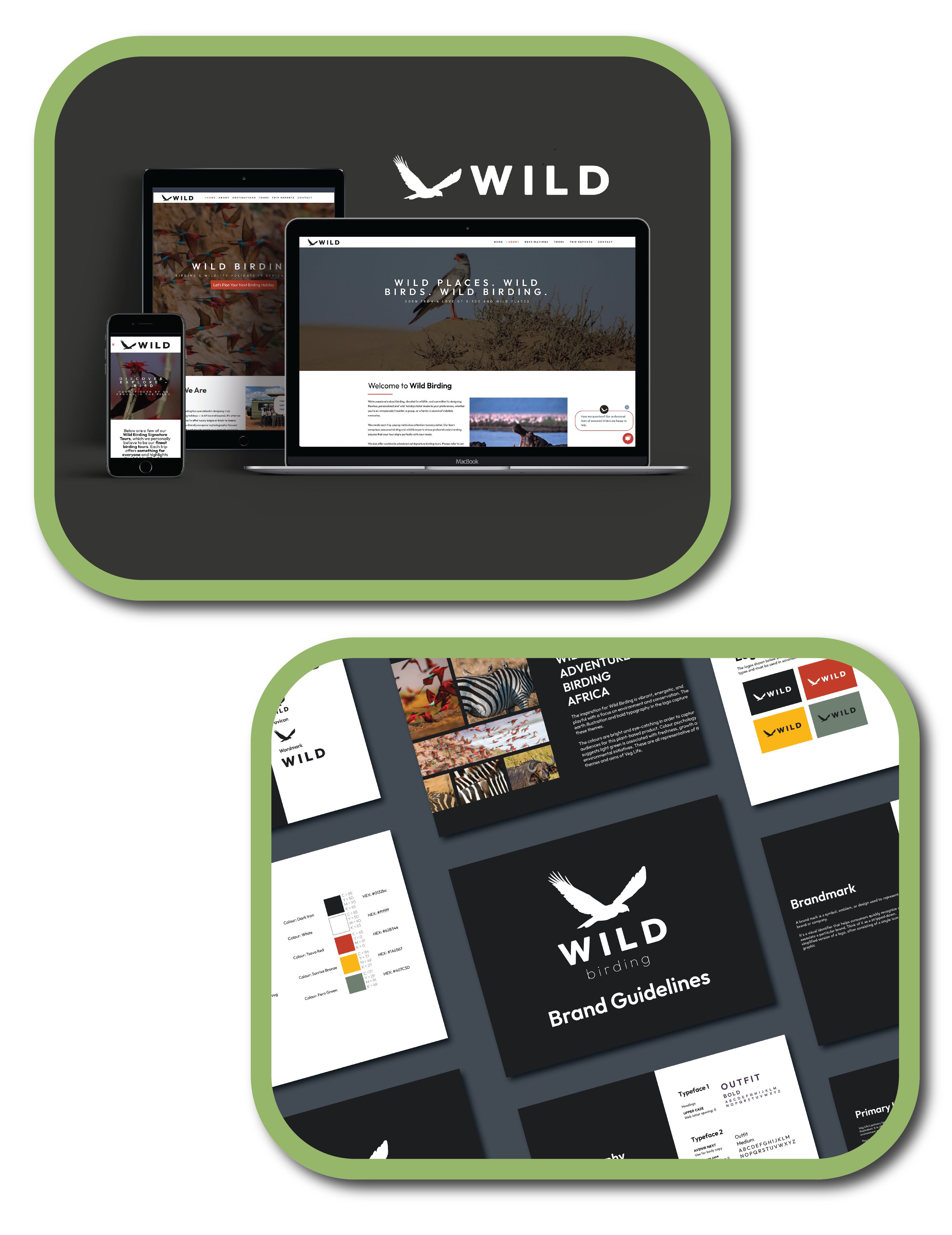 Mockup of website design and brand guidelines