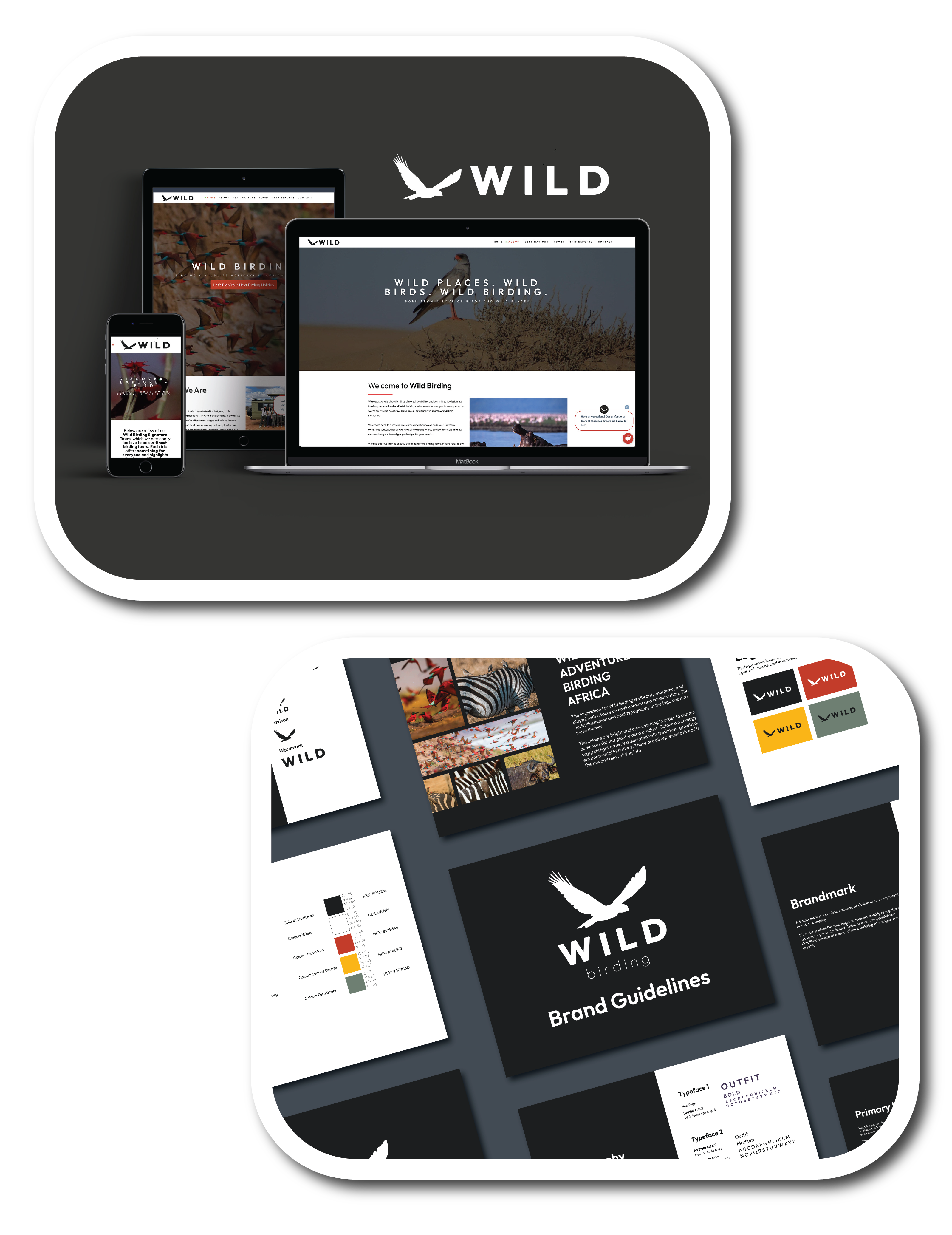 Mockup of website design and brand guidelines