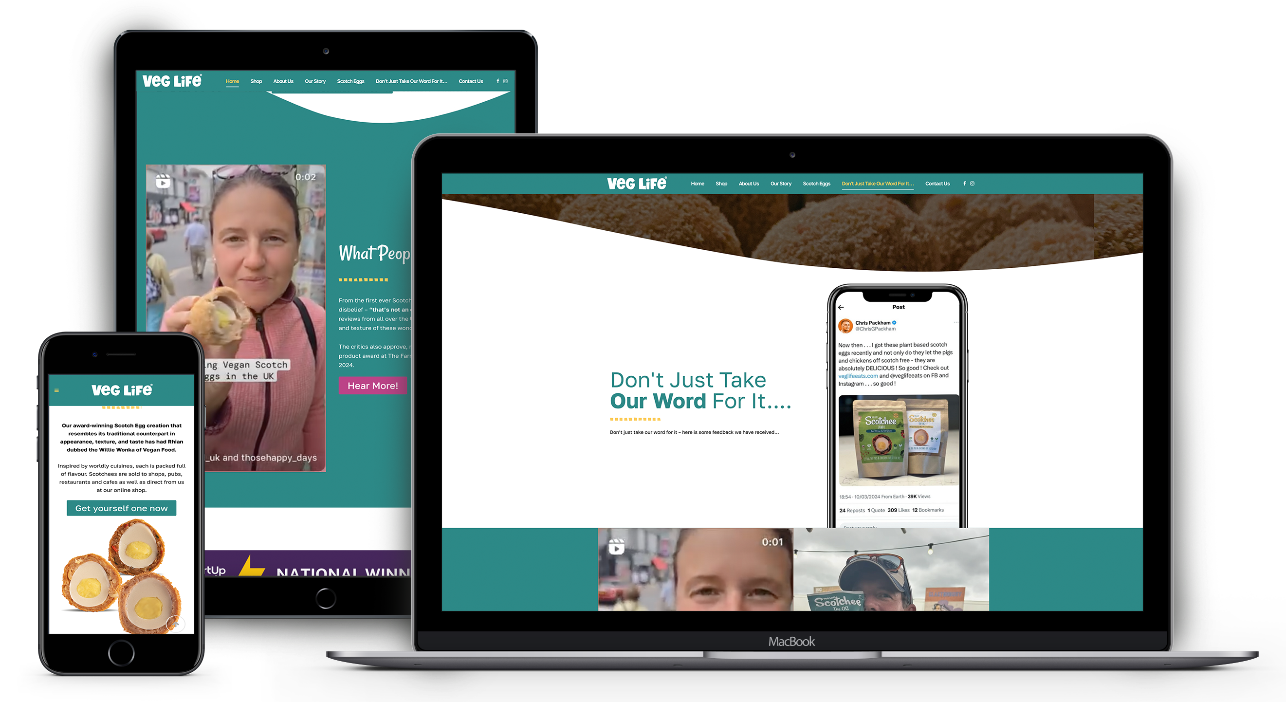 Mockup of website design for desktop, tablet and mobile