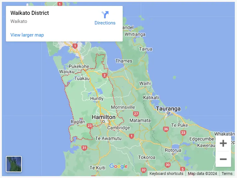 Waikato Region Google Map