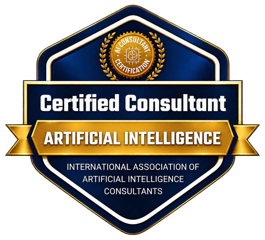 Certified Consultant, Artificial Intelligence badge from the International Association of Artificial Intelligence Consultants