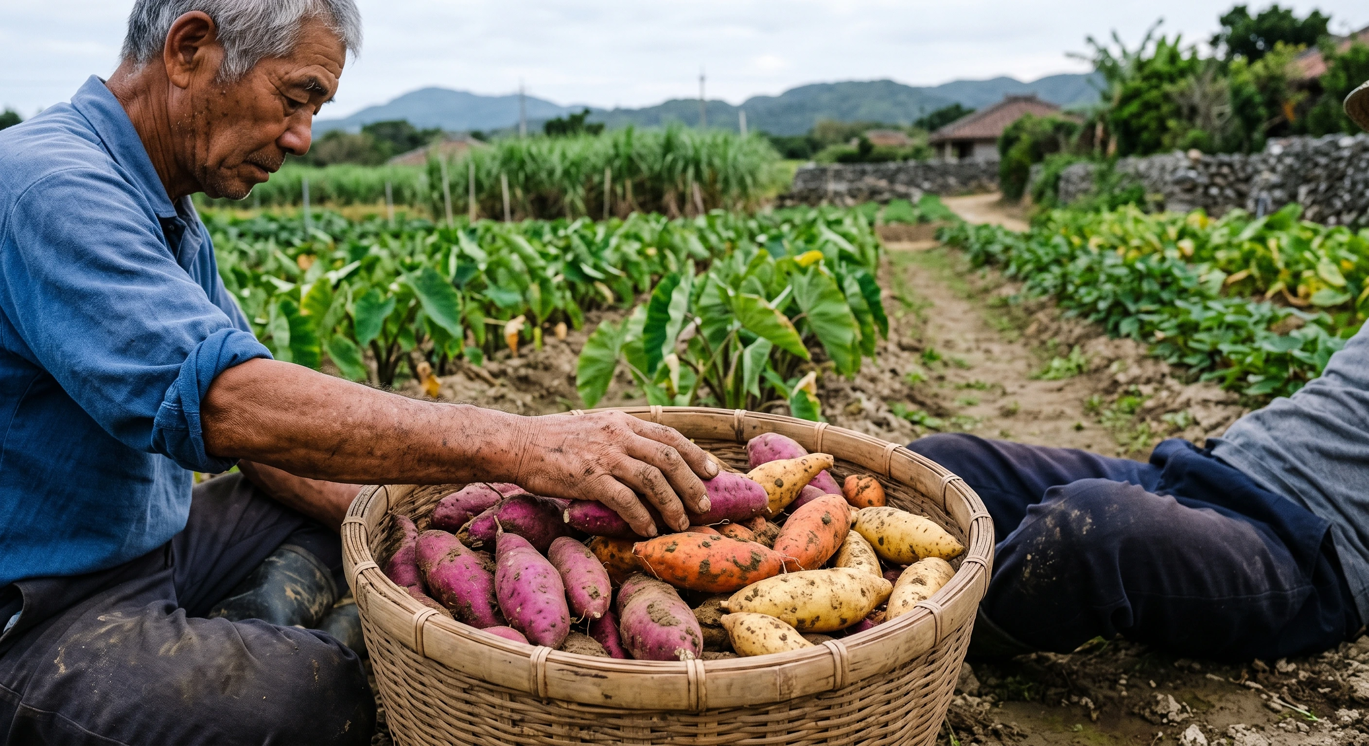 Mixed-variety sweet potatoes harvested in Okinawa, illustrating the historical staple behind the Okinawa longevity diet myth. Mixed-variety sweet potatoes harvested in Okinawa, illustrating the historical staple behind the Okinawa longevity diet myth.