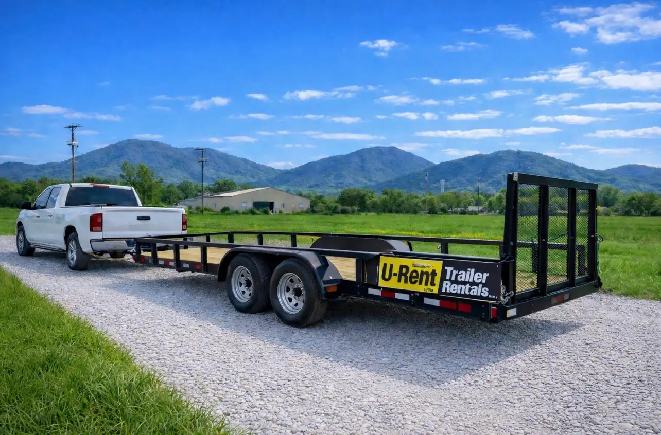 Trailer rental fleet lineup at U-Rent Trailer Rentals in Benton, AR