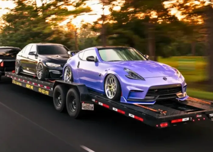 36' Two Car Hauler trailer rental at Del Angel Trailer Rentals in Cypress, TX