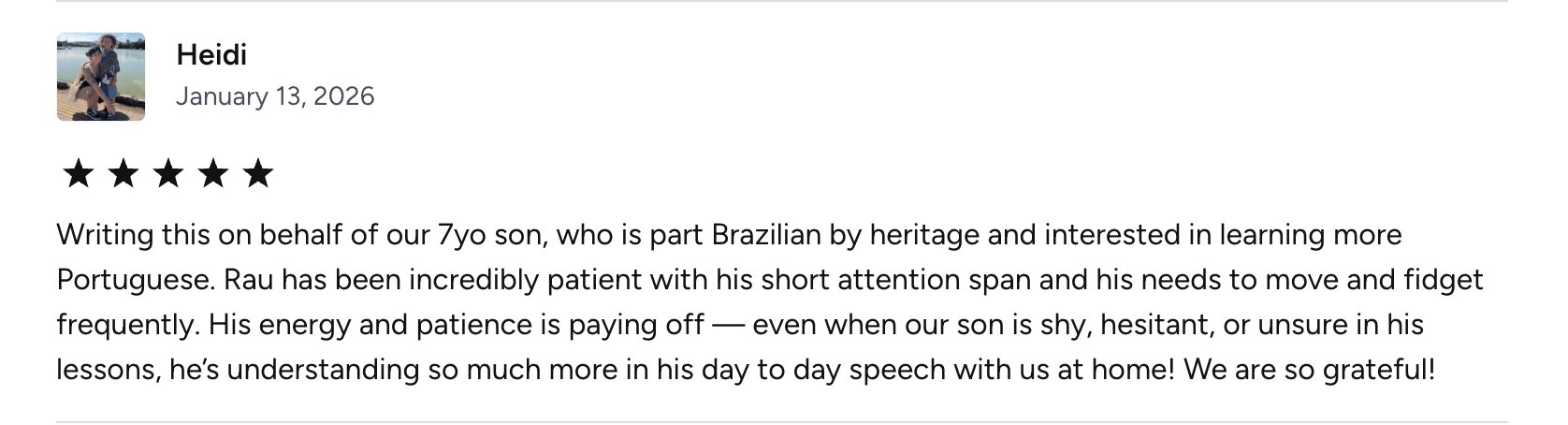 Heidi's verified Preply review of Rau