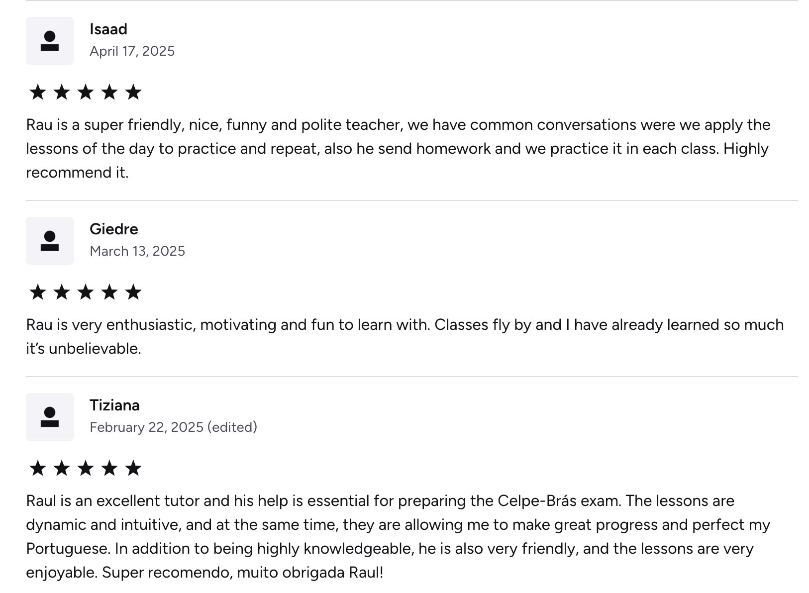 Student reviews