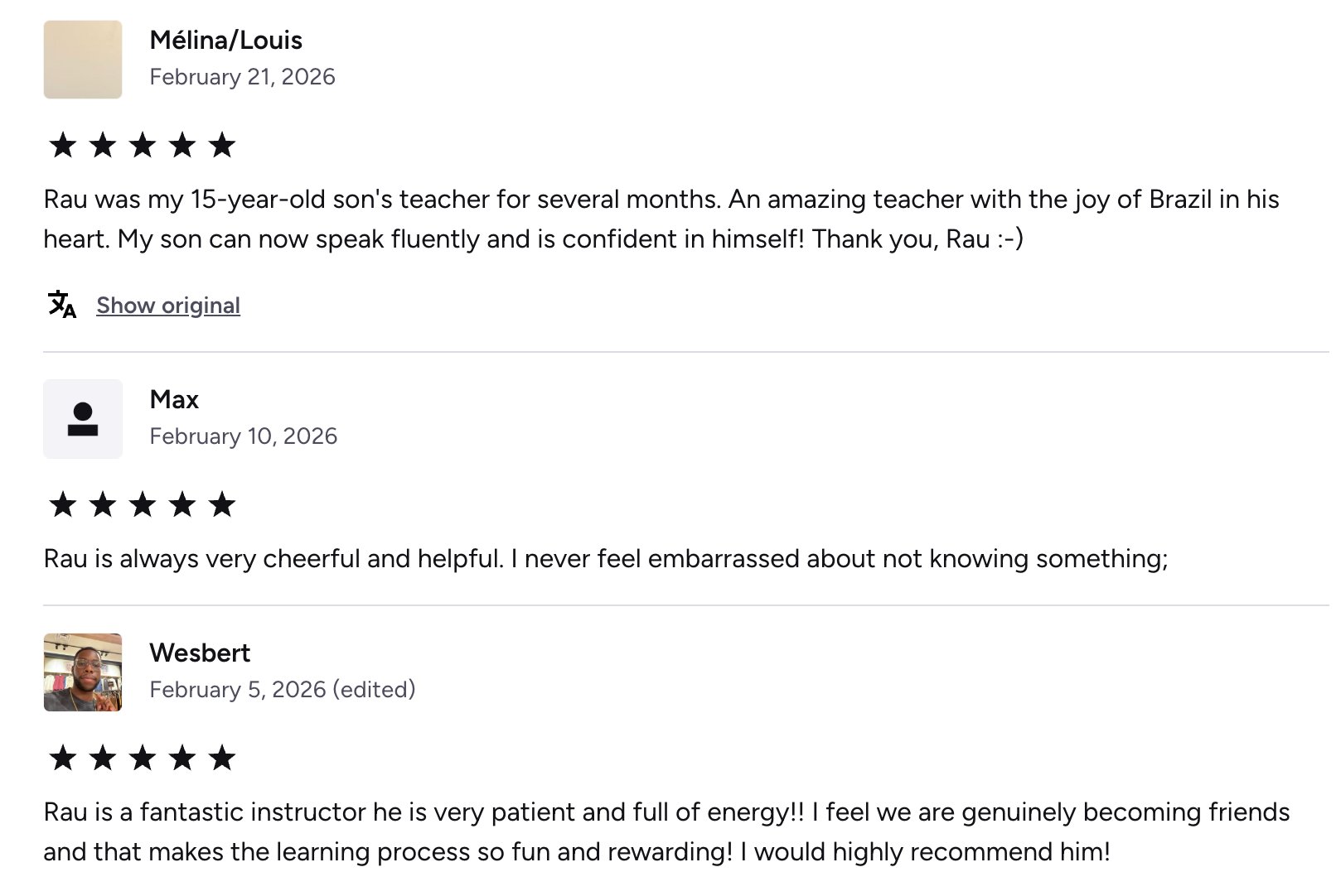 Student reviews