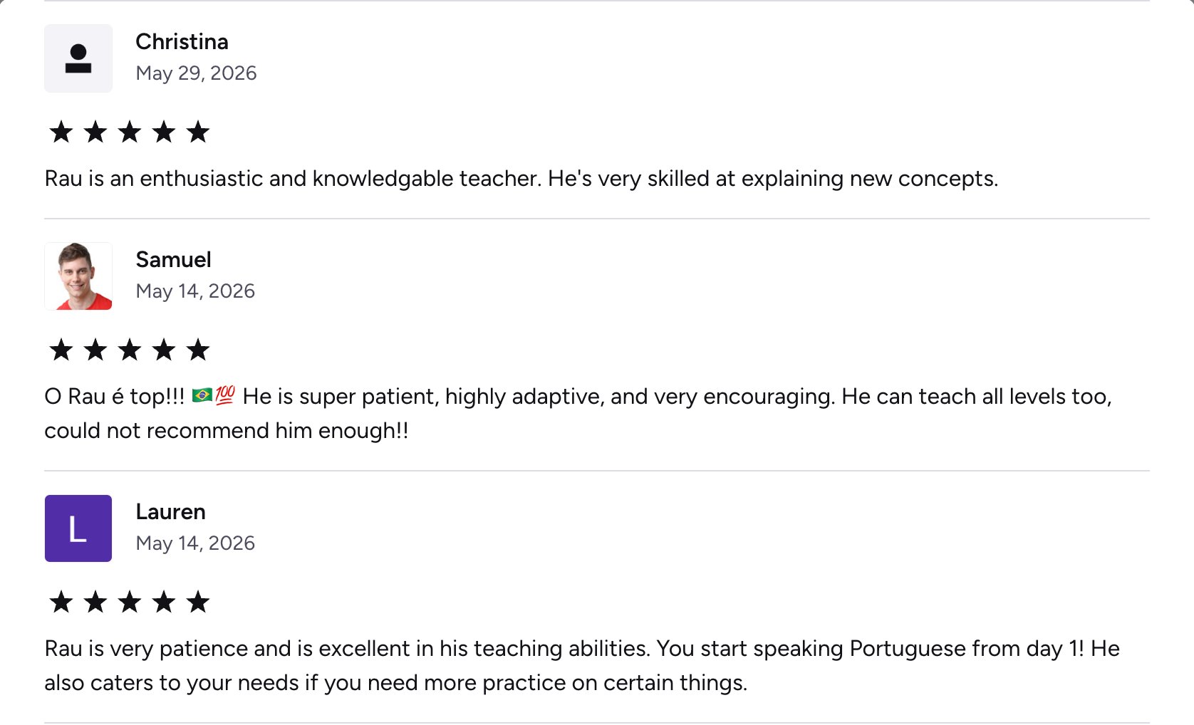 Verified Preply review of Rau