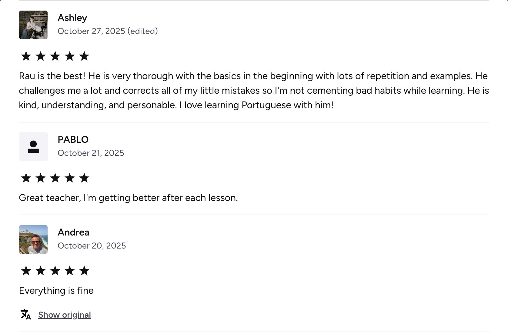 Verified Preply review of Rau