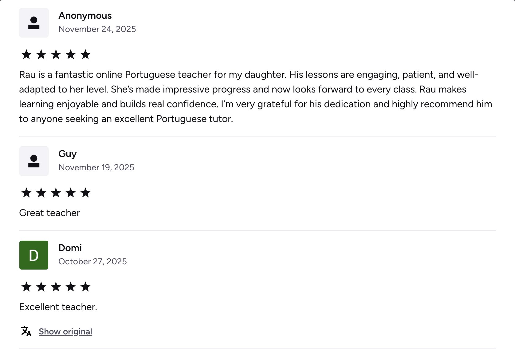Verified Preply review of Rau