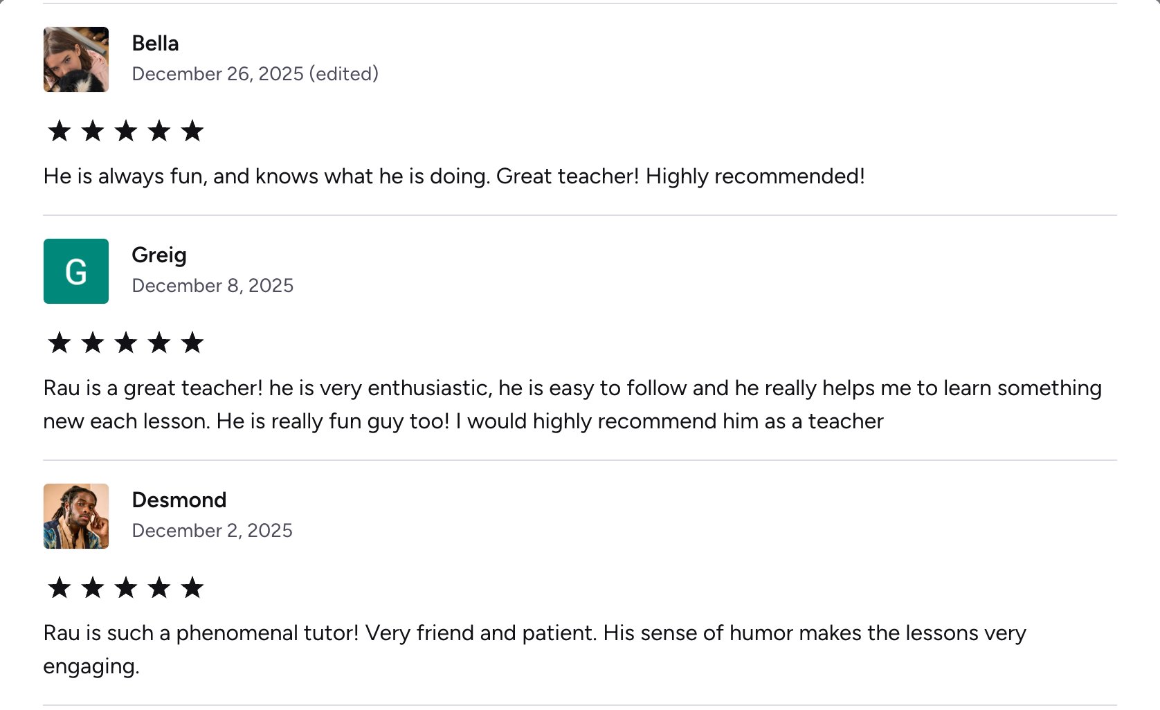 Verified Preply review of Rau