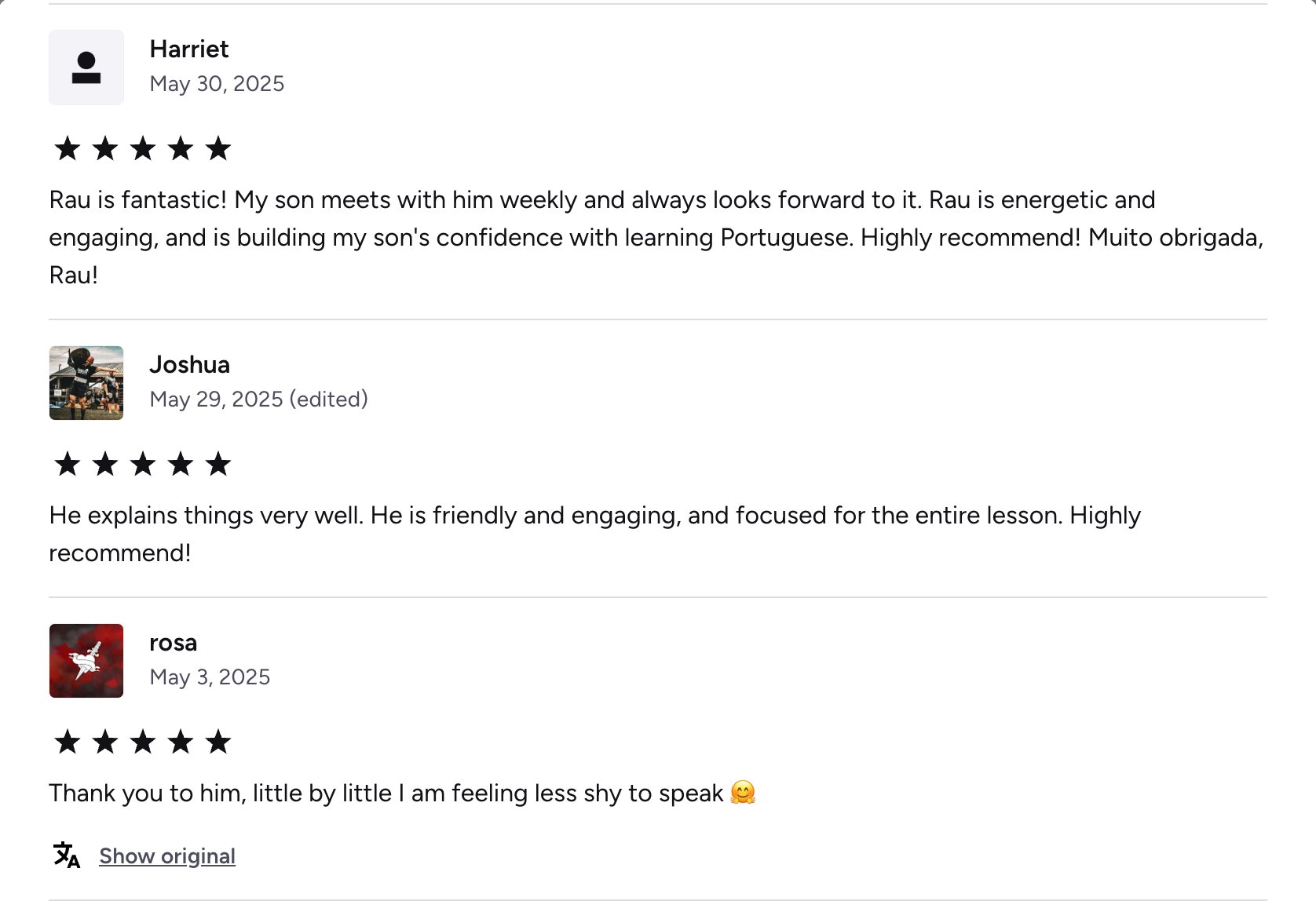 Verified Preply review of Rau