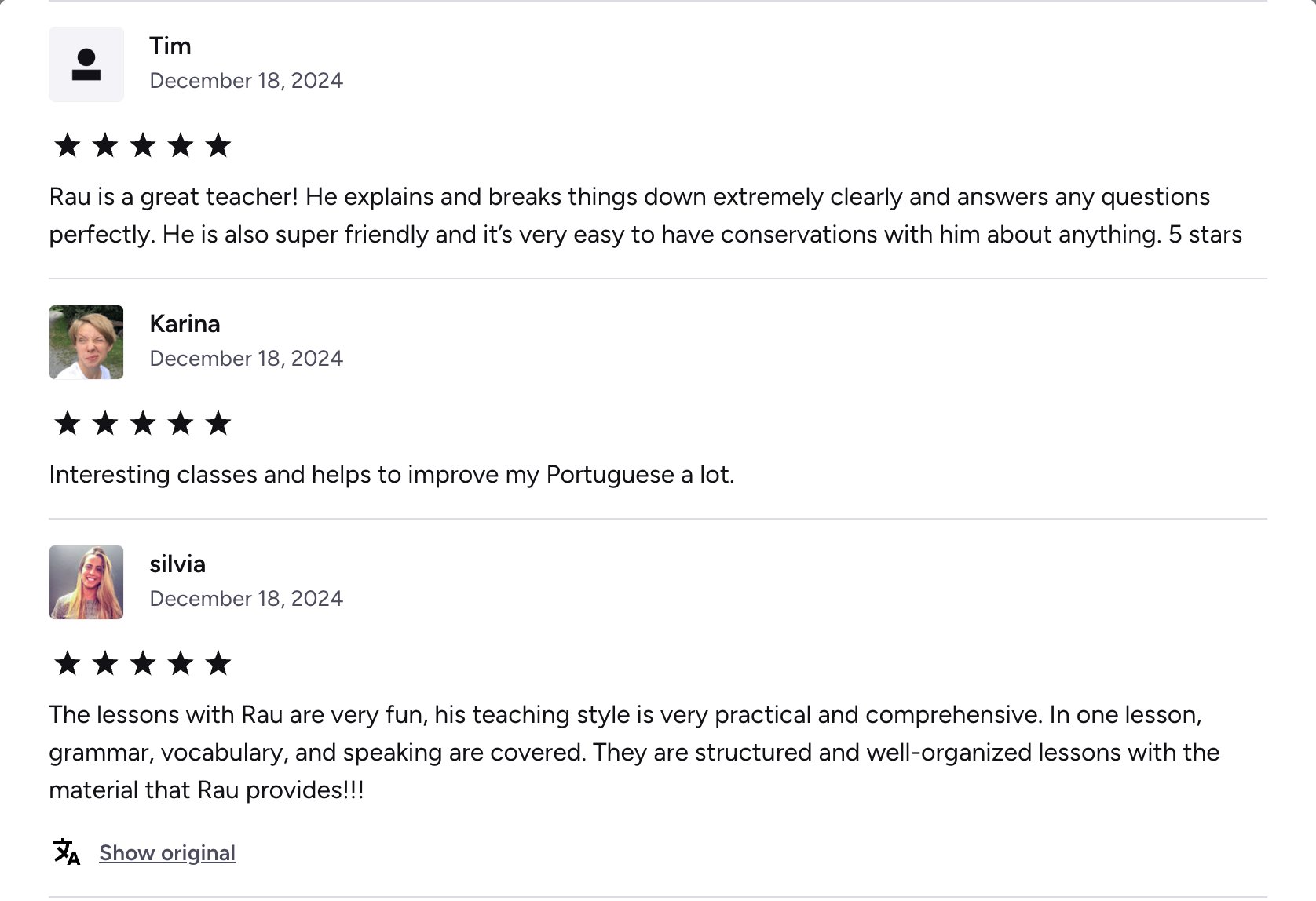 Verified Preply review of Rau